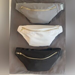 3 Fanny Packs | Gold Zippers | Gray, Black & White